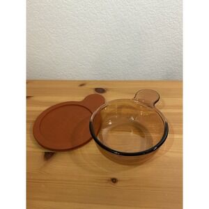 Corning Visions V150-B Amber Grab It Bowl and Heat 'n' Eat Lid EXCELLENT Cond.